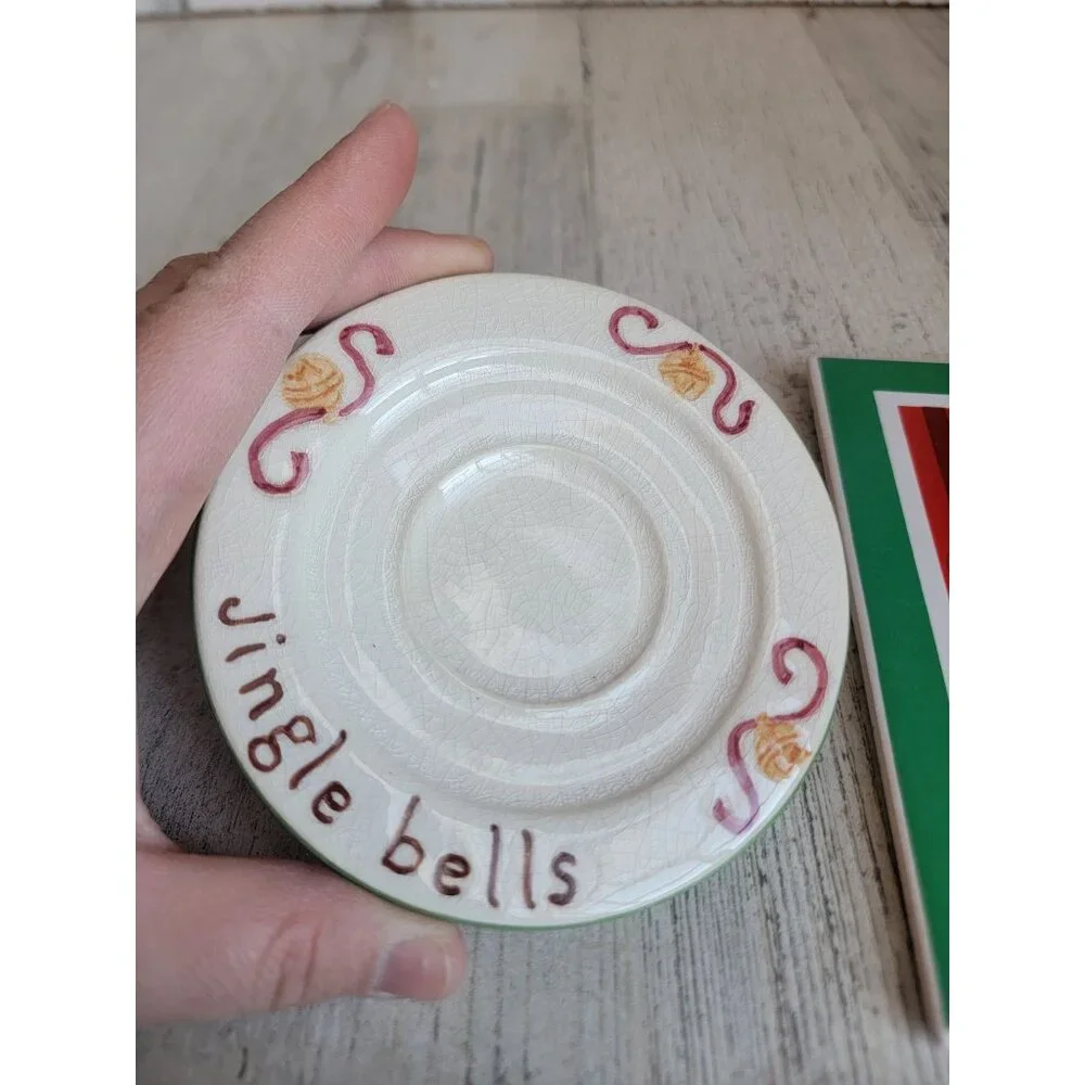 Happy Holidays Tealight plate Jingle bells‎ set xmas